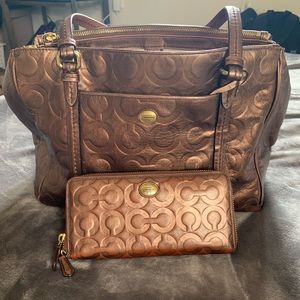 Coach Bronze Handbag and Wallet